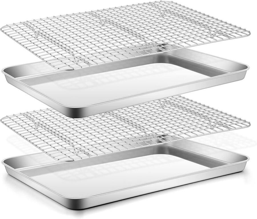 Roestvrijstalen bakplaat met koelrek voor oven Rechthoekige bakvorm met rooster