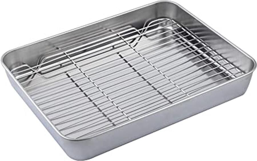 Roestvrijstalen bakplaat met rek Antikleef en zwaar belastbaar geschikt voor oven