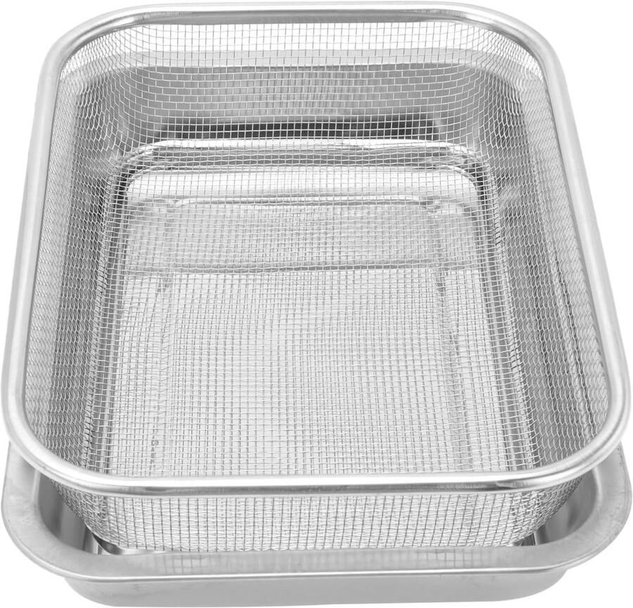 Roestvrijstalen Bakplaat Met rooster Oven bakken Verwijderbaar afdruiprek 315 cm Zilver