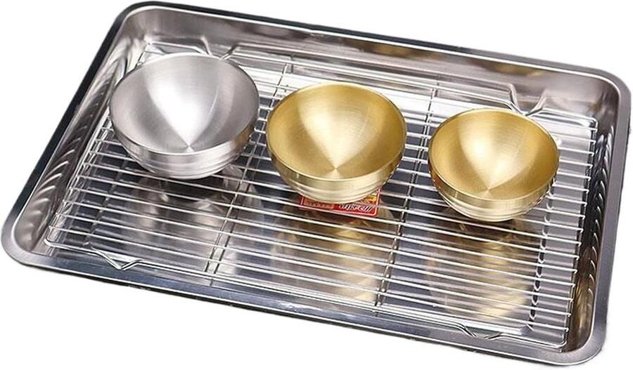 Bakplaat Met Koelrek Ovenplaat Rooster Bakken En Grillen Anti-aanbak Laag 27x20cm Zilver