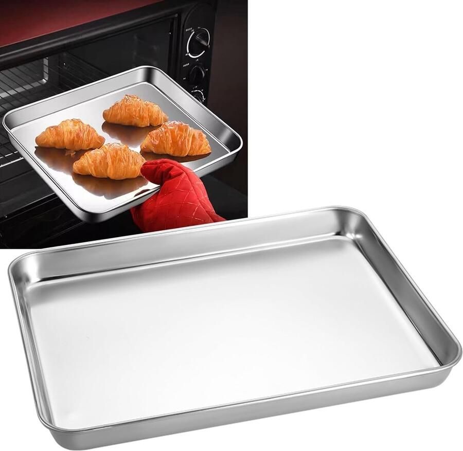 Roestvrijstalen Bakplaat Oven bakplaat Bakken en braden Verstevigde randen 44x31cm Zilver