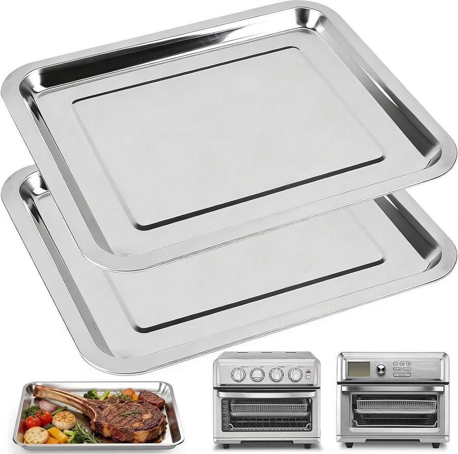 Roestvrijstalen Bakplaat Ovenpan Lade Bakken en Braden Corrosiebestendig 315 x 264 x 2 cm Zilver