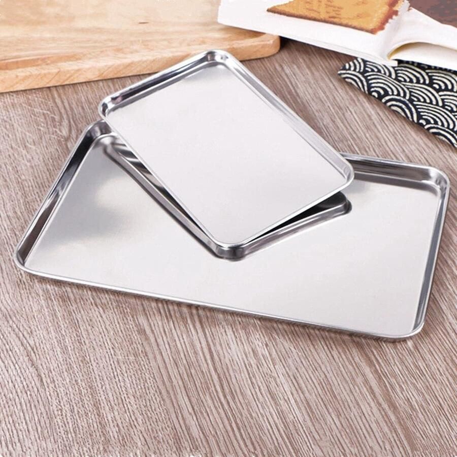 Roestvrijstalen Bakplaat Ovenplaat Koekjes Bakken en Koelen Voedingskwaliteit Staal 265x155x12 CM Zilver