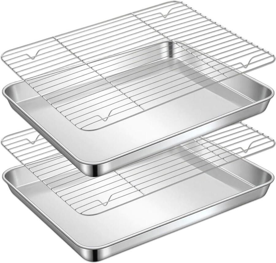 Roestvrijstalen Bakplaat Ovenplaat met Rooster Bakken en Koken Voedselkwaliteit Roestvrij Staal