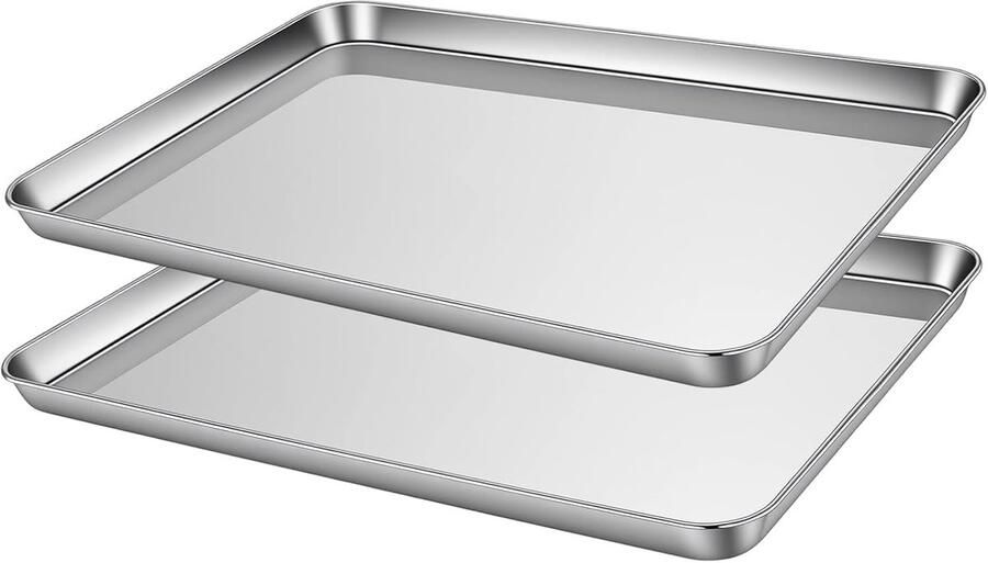 Roestvrijstalen Bakplaat Ovenplaat Metaal Bakken & Braden Set van 2 stuks 44 x 31 cm Zilverkleurig