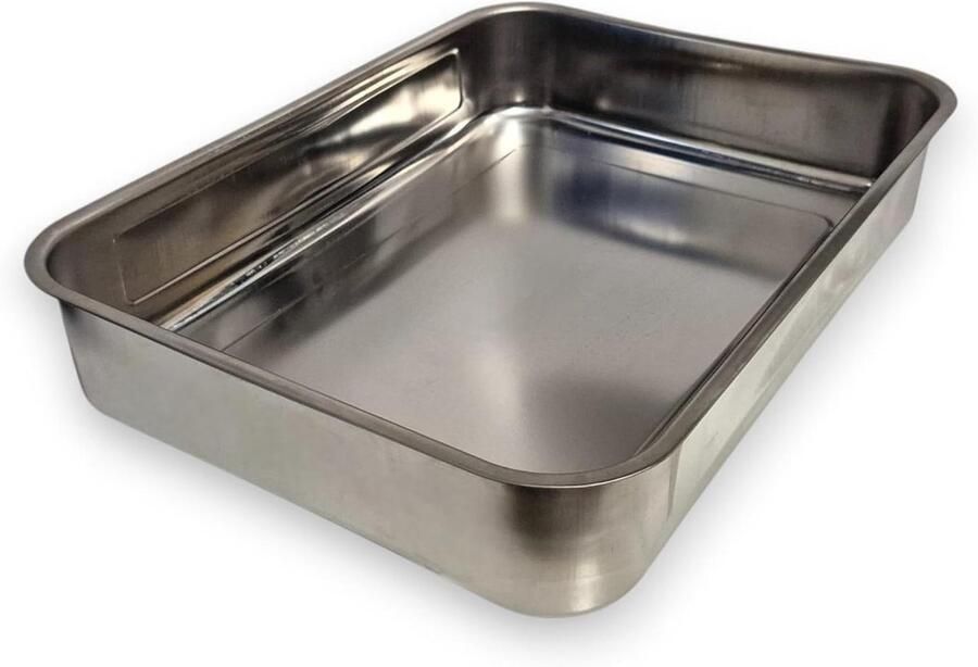 Roestvrijstalen Bakplaat Ovenschaal Bakken en Braden Voedselveilig 18 10 Staal 36.5 x 26.5 cm Zilver