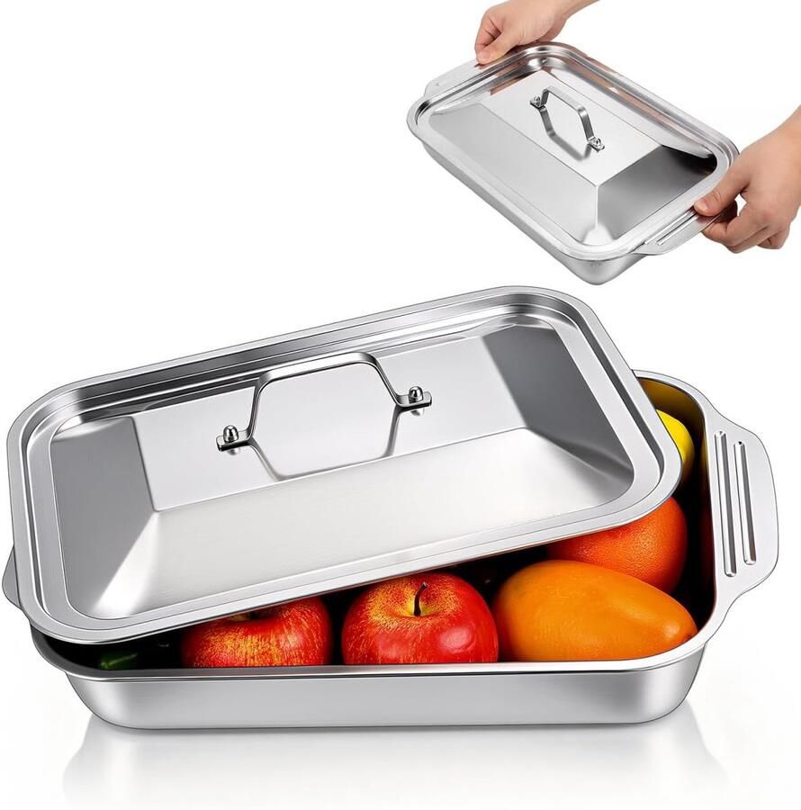 Roestvrijstalen Bakplaat Ovenschaal Grillpan Bakken en Braden Diep Ontwerp 40 x 245 x 115 cm Zilver