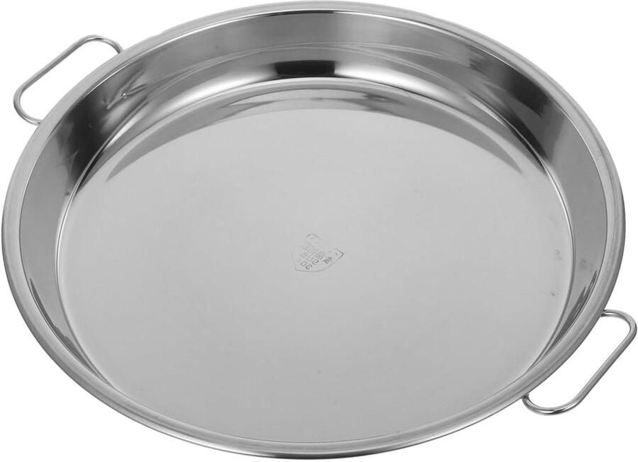 Roestvrijstalen Bakplaat Ovenschaal Grilltafel Koken en Serveren Ronde Vorm 32 x 27 x 4 cm Zilver