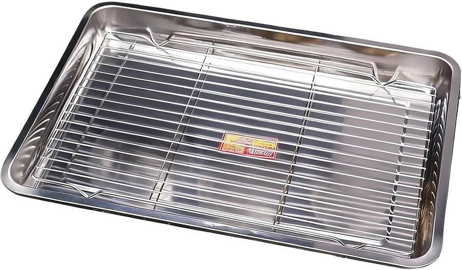 Roestvrijstalen Bakplaat Ovenschaal Koekjesblad Bakken en Grillen Verbrede Opgerolde Rand 32x22cm Zilver