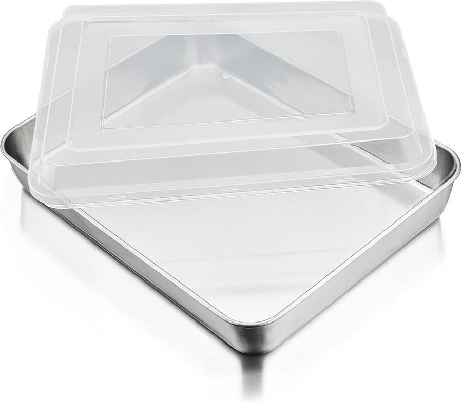 Roestvrijstalen bakplaat Ovenschaal met deksel Bakken en roosteren Corrosiebestendig materiaal 265 cm Zilverkleurig