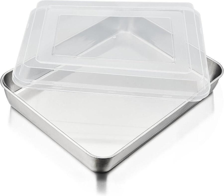 Roestvrijstalen bakplaat Ovenschaal met deksel Bakken en roosteren Luchtdicht deksel 265 cm Zilverkleurig