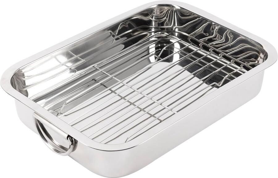 Roestvrijstalen bakplaat Ovenschaal met rooster Lasagne Maken Maximale antiaanbaklaag 37 x 265 cm Zilver