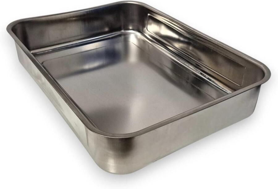 Roestvrijstalen Bakplaat Ovenschaal Rechthoekig Bakken en Braden Voedselveilig 304 Staal 365 x 265 x 65 cm