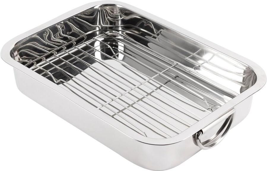 Roestvrijstalen bakplaat Ovenschaal rechthoekig Lasagne bakken Maximale antiaanbaklaag 37 x 265 cm Zilver
