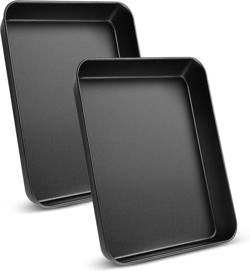 Roestvrijstalen Bakplaat Ovenvorm Set Gezond Bakken Antiaanbaklaag 2 Delig 24x18cm Zilver