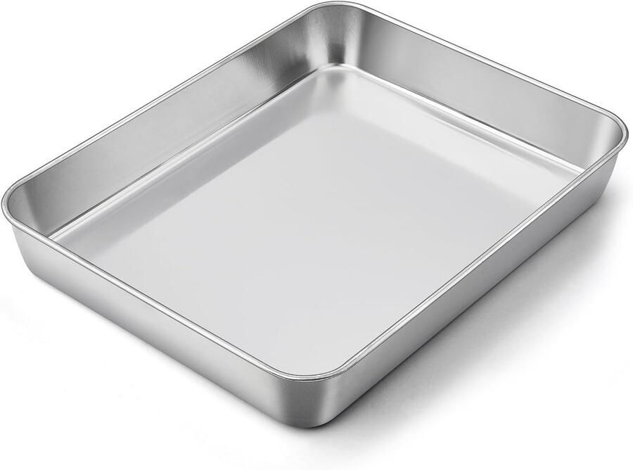 Roestvrijstalen bakplaat rechthoekige bakpan 31 5 x 24 6 x 4 8 cm diep voor taarten lasagne en brownies eenvoudig schoon te maken en vaatwasserbestendig