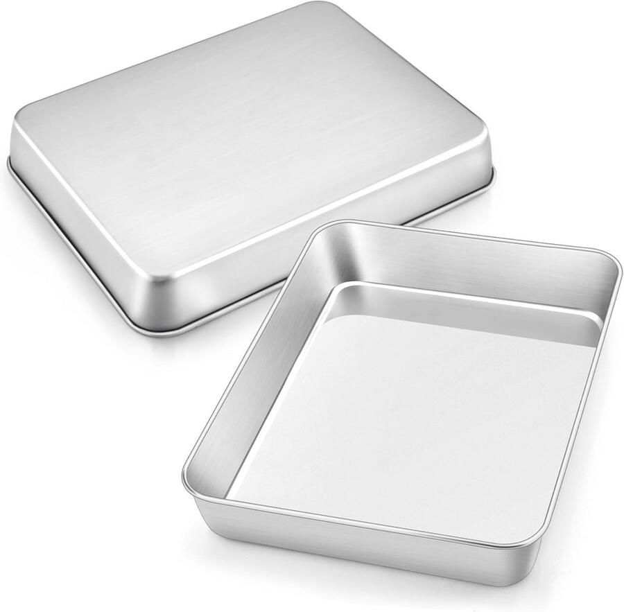 Roestvrijstalen bakplaat set van 2 31 5 x 24 5 x 5 cm