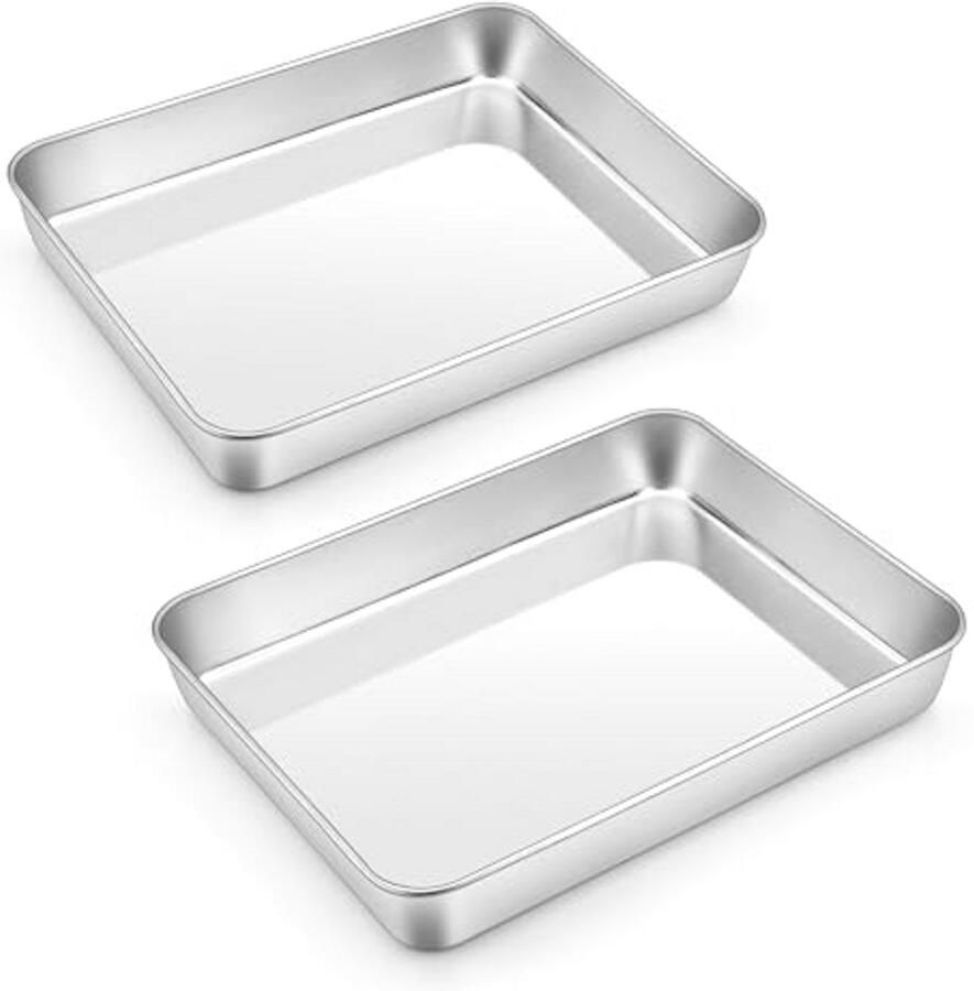 Roestvrijstalen Bakplaat Set van 2 Diepe Vetpan voor Oven en Vaatwasser
