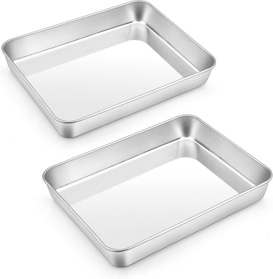 Roestvrijstalen Bakplaat Set van 2 Diepe Vetpan voor Oven en Vaatwasser