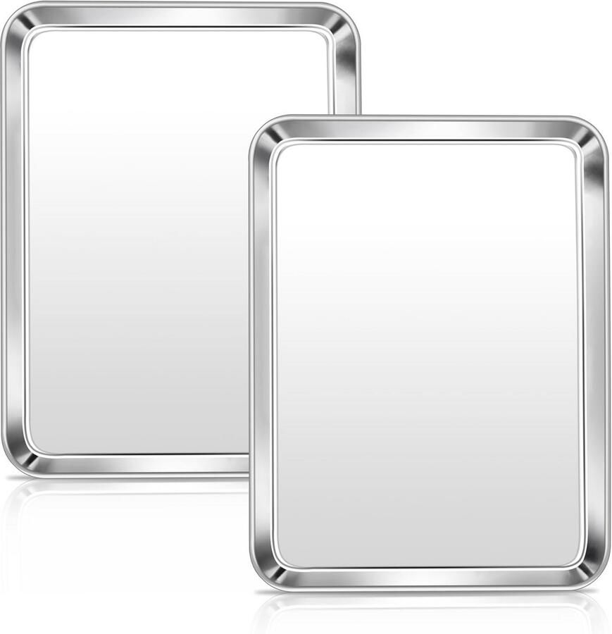 Roestvrijstalen Bakplaat Set van 2 – Gezond en Duurzaam Voor Bakken en Serveren 31 6 x 24 6 x 2 5 cm