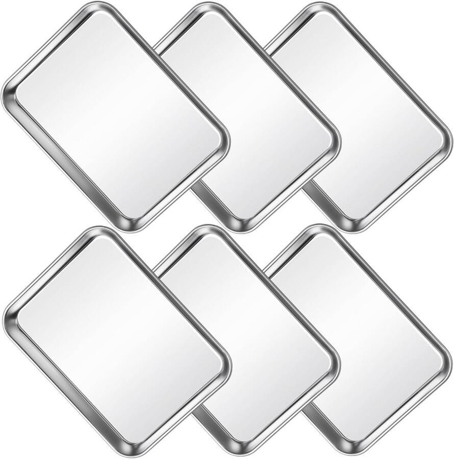 Roestvrijstalen Bakplaat Set van 6 Koekjesplaat en Ovenschaal Duurzaam en Vaatwasmachinebestendig