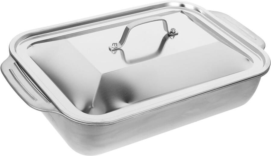 Roestvrijstalen Bakplaat Vis Grill Pan Buiten Grillen Duurzaam Materiaal 42x26x9cm Zilver