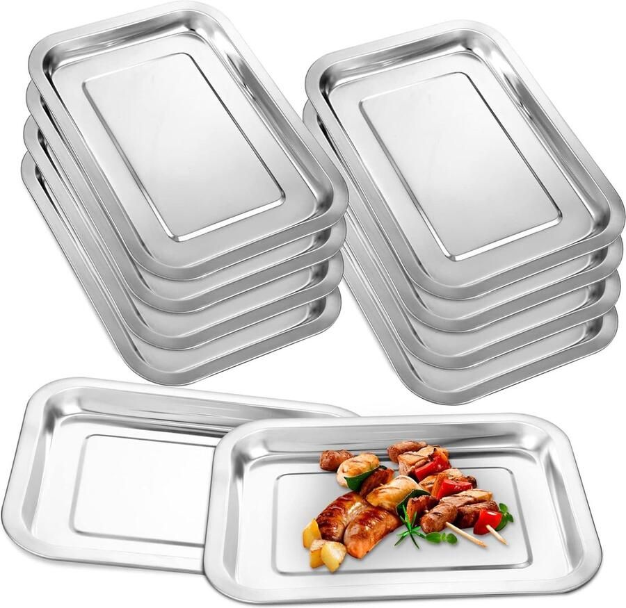 Roestvrijstalen Bakplaten Bakvormen Oven Platen Bakken en Grillen Antiaanbaklaag Gemakkelijk Schoon 27 x 27 cm Goud