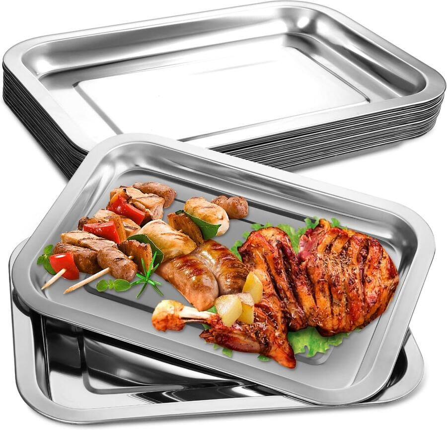 Roestvrijstalen Bakplaten Bakvormen Ovenplaten Bakken Koken Antiaanbaklaag Stevig 27x27x27 cm Zilverkleurig