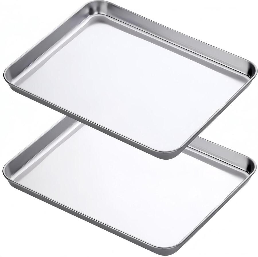 Roestvrijstalen bakplaten set Ovenplaten Bakken en roosteren Verdikt roestvrij staal 45 x 33 cm Zilver