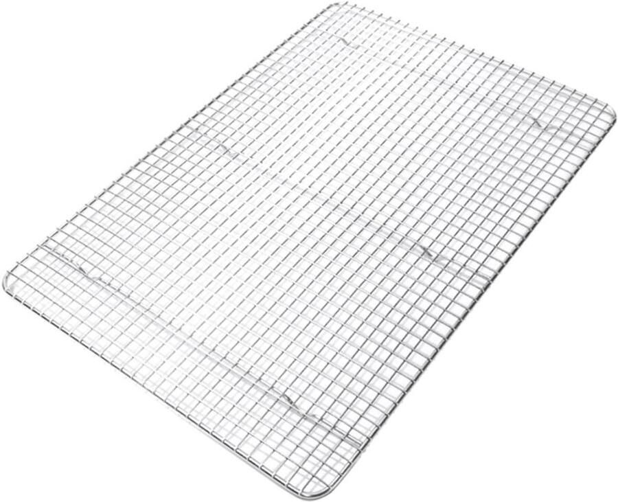 Roestvrijstalen Bakrooster Koelrek Ovenrooster Bakken en Grillen Duurzaam Roestvrij Staal 42.8x30x1.5cm Zilver