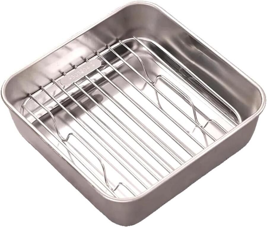 Roestvrijstalen bakvorm met grillrooster voor Airfryer en oven