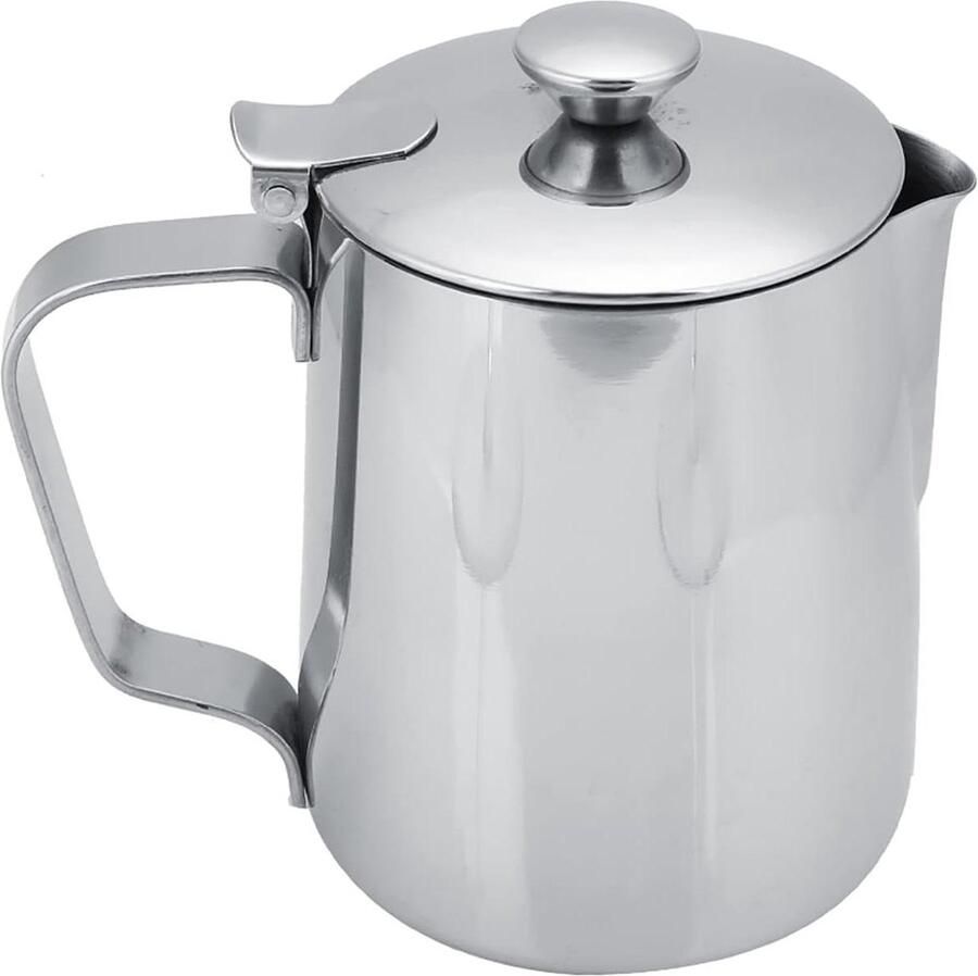 Roestvrijstalen Beker Koffie Mok Melk Opschuimen Druppelloze Tuit 350ml Zilver
