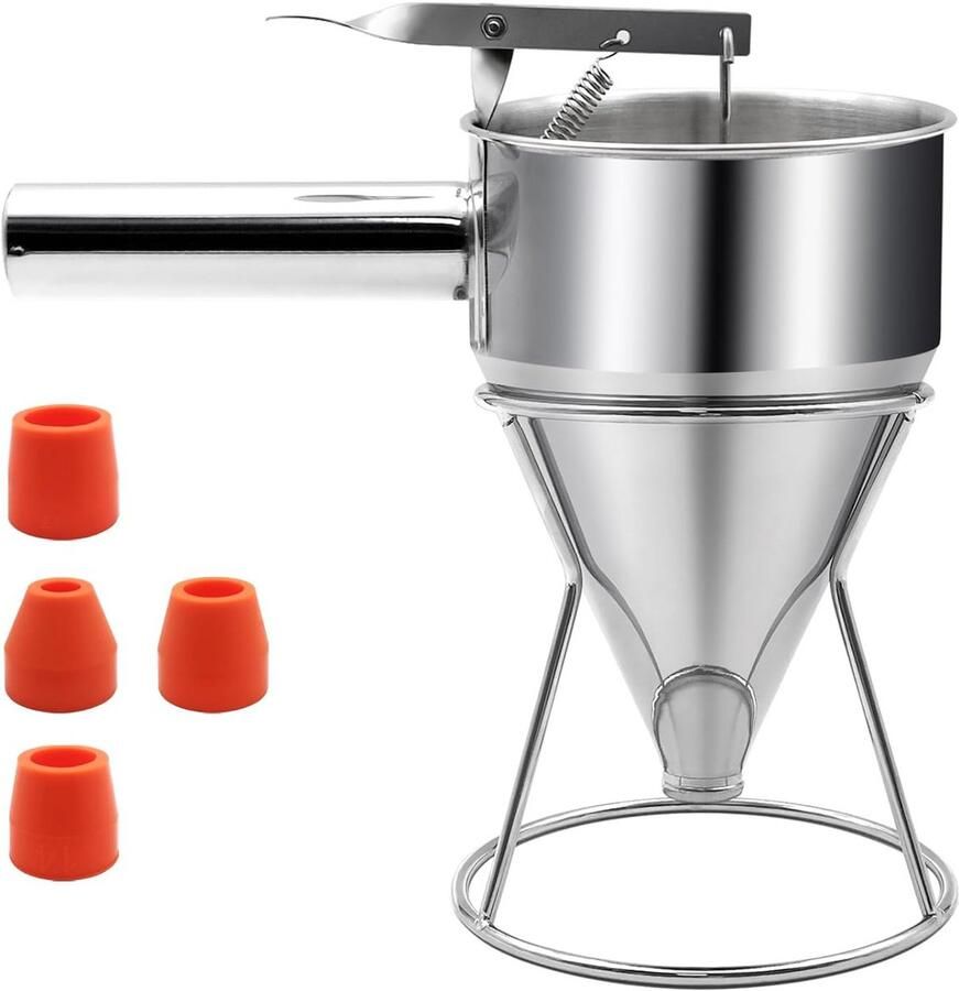 Roestvrijstalen Beslag Dispenser 1.2L Trechter voor Pannenkoeken Wafels en Taarten