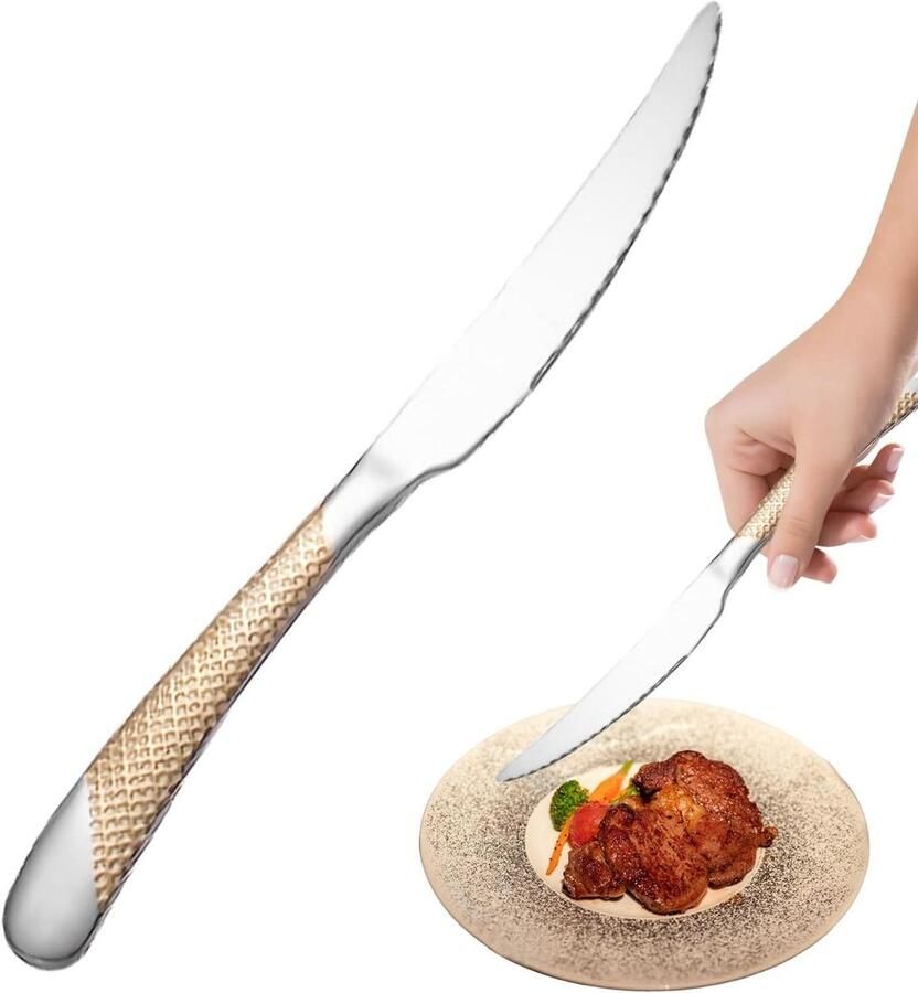 Roestvrijstalen Bestekset Lepels en Vorken Thuisgebruik Vergulde Afwerking 4 Delig Goud