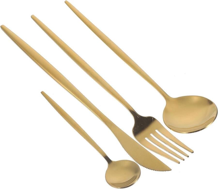 Roestvrijstalen Bestekset Servies Keukengerei Feestelijk Dineren Spiegelfinish Vakmanschap 185 Gram Goudkleurig