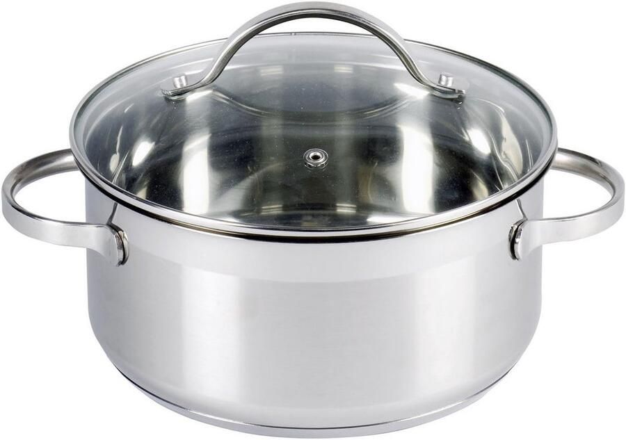 Roestvrijstalen Braadpan 20 cm met Glas Deksel Geschikt voor alle Warmtebronnen inclusief Inductie