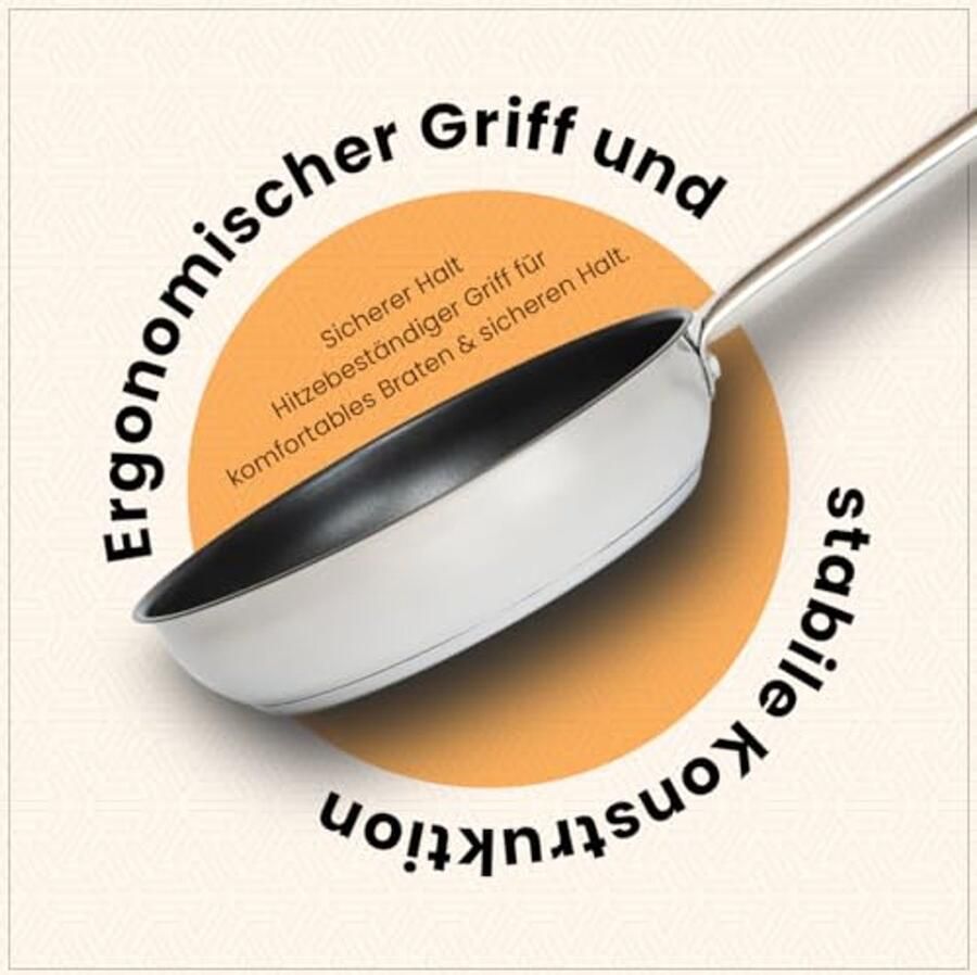 Roestvrijstalen braadpan 24 cm Duurzaam Antiaanbaklaag Geschikt voor Inductie Gas en Elektrisch