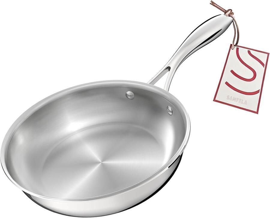 Roestvrijstalen Braadpan 5-laags Pan Gelijkmatig Koken Oven & Vaatwasserbestendig 20 cm Zilver