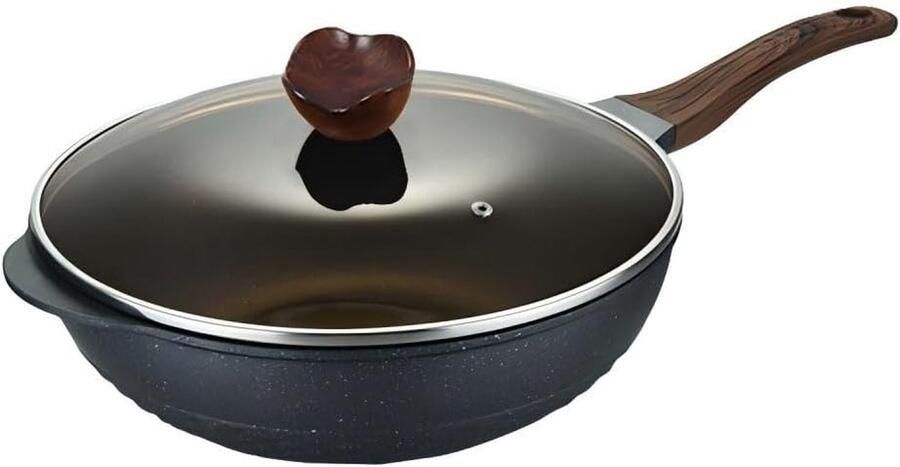 Roestvrijstalen braadpan Antiaanbak pan Gelijkmatig braden Vijflaagse constructie 32 cm diameter Zilverkleurig