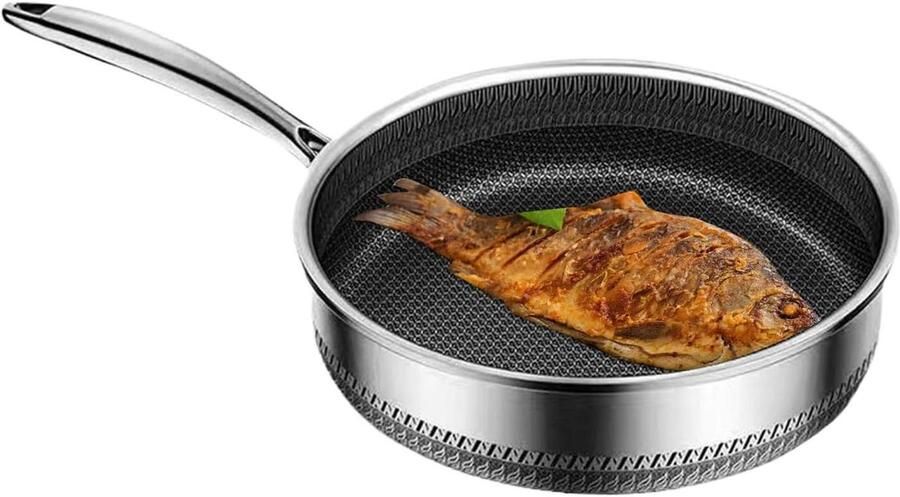 Roestvrijstalen braadpan Antiaanbakpan hoge rand Thuis koken Vetarm braden 30 cm Zilver