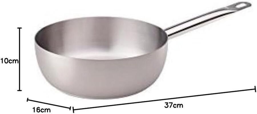 Roestvrijstalen Braadpan Conische Pan Koken en Braden Gemaakt in Italië 16 cm Staal