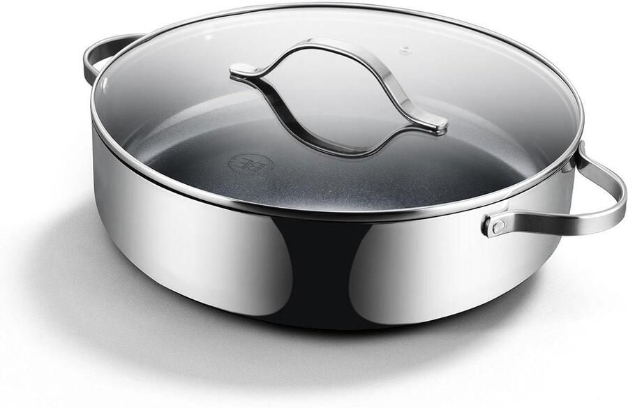 Roestvrijstalen braadpan Keramische sauteerpan Gezond koken PFAS-vrij 32 cm Zilver