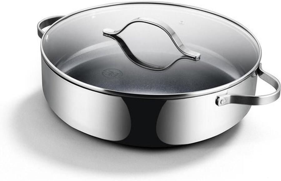Roestvrijstalen braadpan Keramische sauteerpan Koken met minimale olie PFAS-vrij 32 cm Zilver