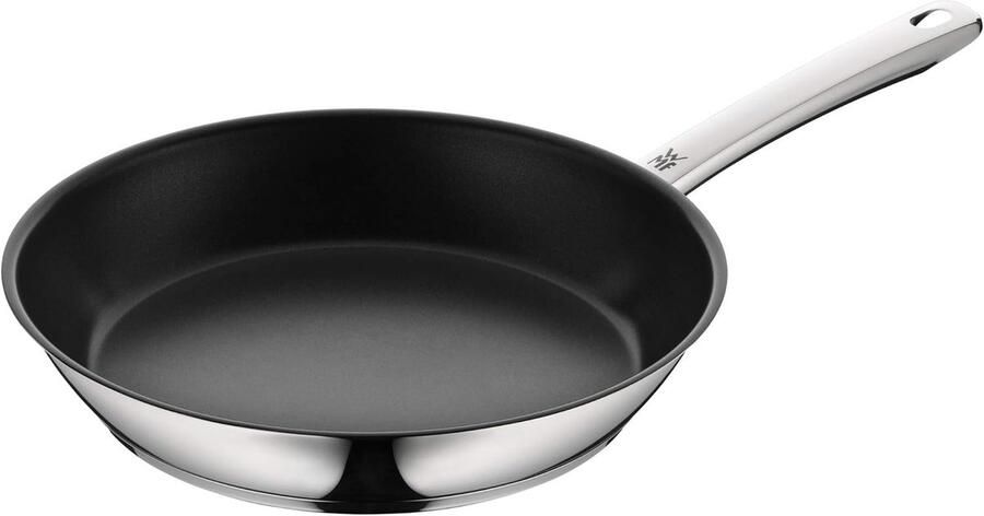 Roestvrijstalen Braadpan Koekenpan Antiaanbak Veelzijdig Koken Braden Ovenbestendig TransTherm Bodem 28 cm 4 Liter Zilver