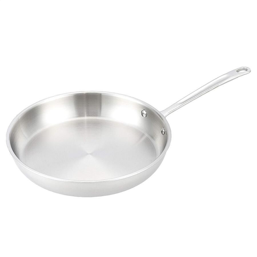 Roestvrijstalen Braadpan Koekenpan Kookpan Braden Bakken Koken 3-Laags Inductiegeschikt 30 cm Rond Zilver