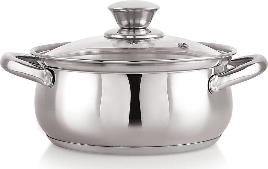 Roestvrijstalen Braadpan Kookpan Buikpan Dagelijks Koken Tri Ply Inductie Bodem 2 Liter Zilver