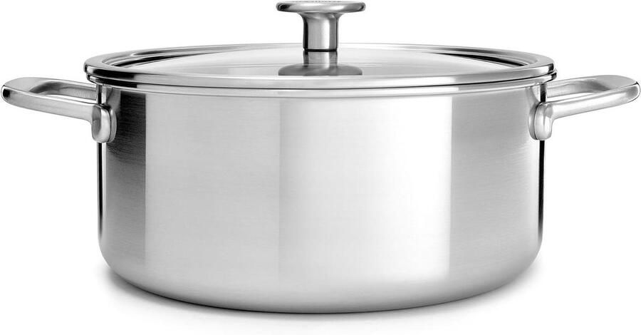 Roestvrijstalen Braadpan Kookpan met Deksel Gelijkmatig Koken Snelle Warmteverdeling 20 cm 311 Liter Zilver