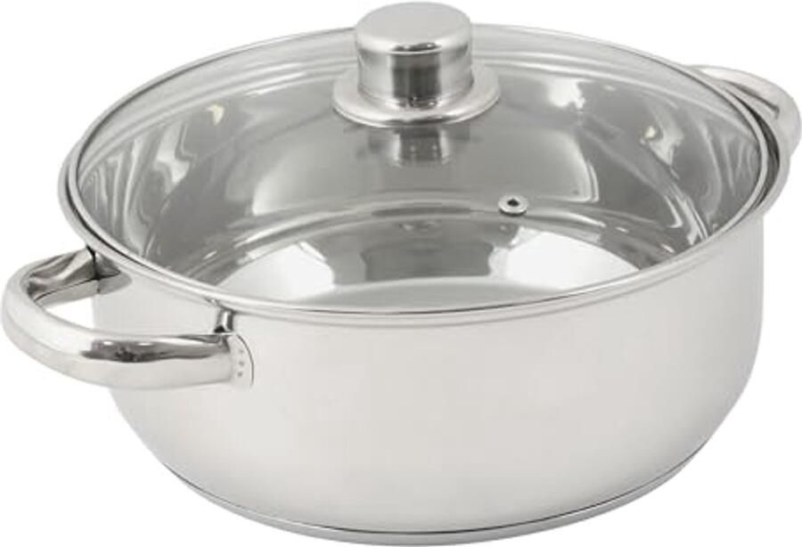 Roestvrijstalen braadpan Kookpan met deksel Koken en braden Geschikt voor inductie Ø 24 cm Zilverkleurig