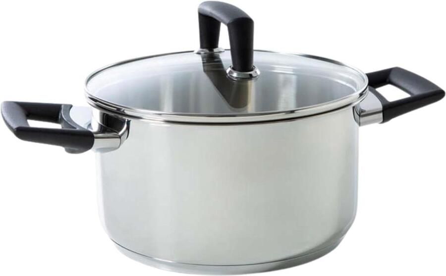 Roestvrijstalen braadpan Kookpan met deksel Lange maaltijden Koel blijvende greep 20 cm Zilver