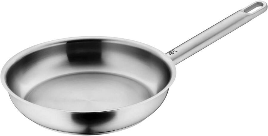Roestvrijstalen braadpan Kookpan steelpan Branden bakken grillen Vormvaste platte bodem 24 cm diameter Zilverkleurig